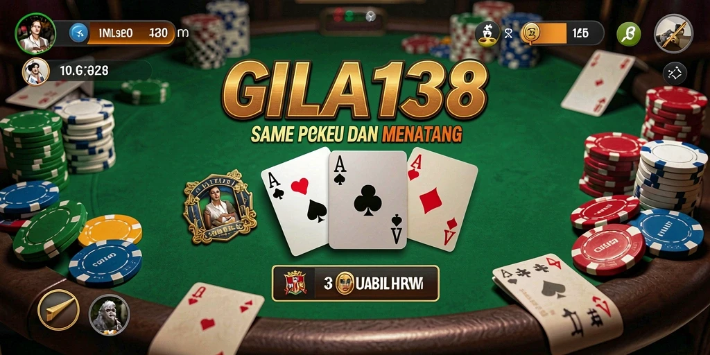 Tampilan utama gameplay GILA138 dengan pemain sedang bertanding poker.