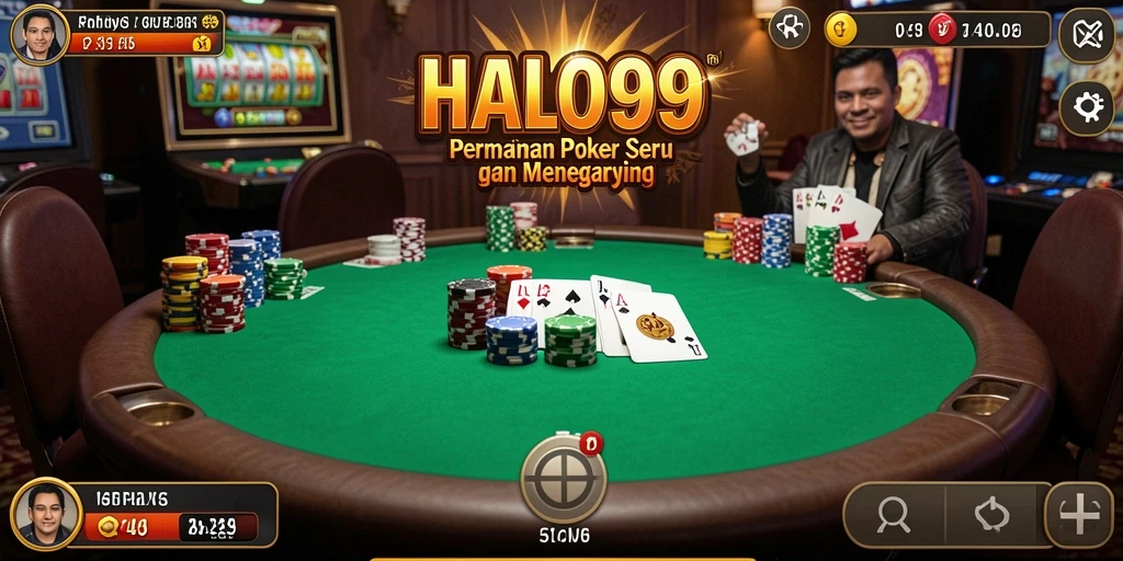 Tampilan gameplay HALO99 yang menegangkan saat bermain Poker.
