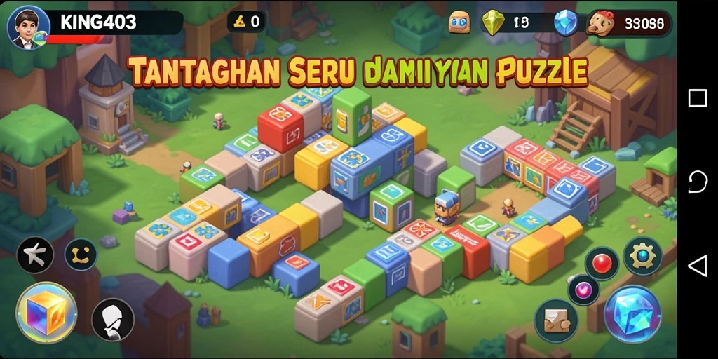 Gameplay KING403 menampilkan tantangan puzzle yang menarik dan colorful.