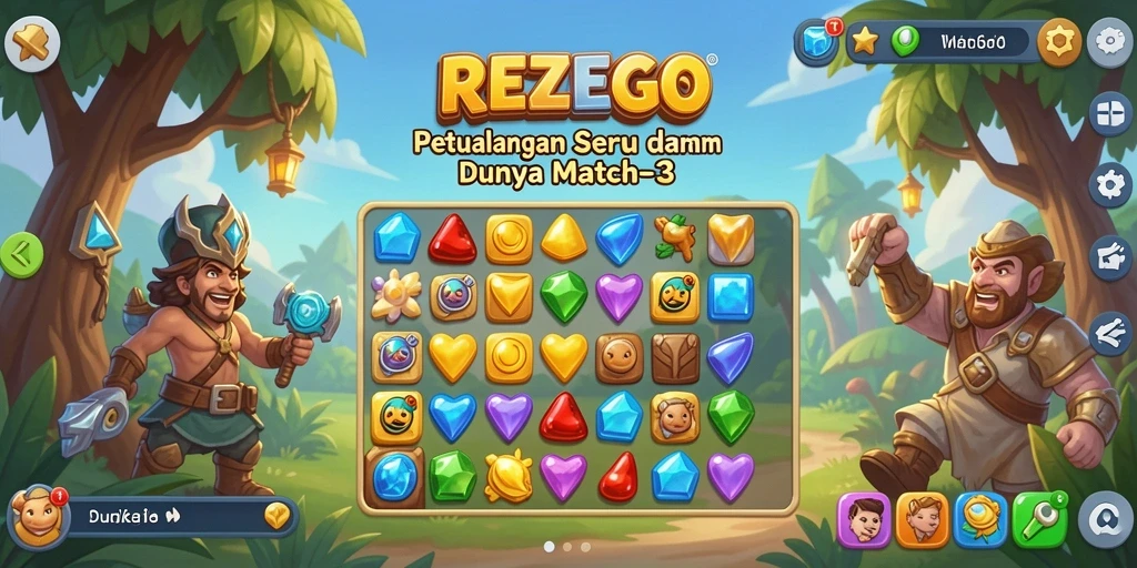 Tangkapan layar REZEGO menampilkan gameplay Match-3 yang seru dan menantang.